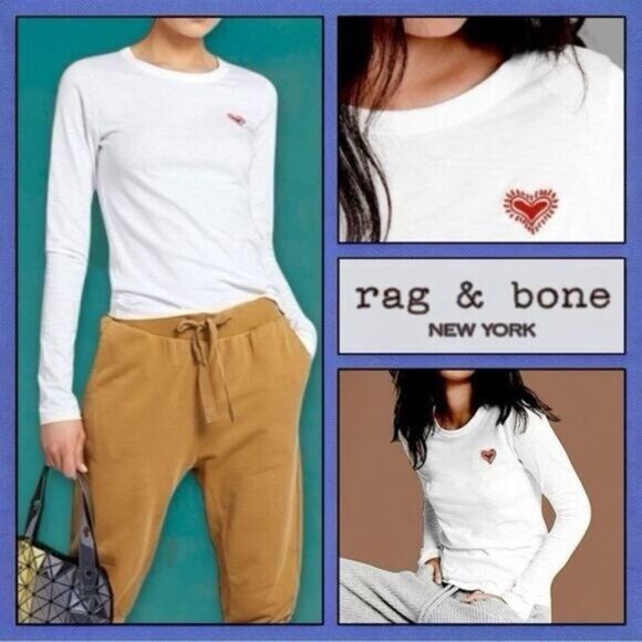 Rag & Bone Embroidered Heart Long Sleeve Tee - Picture 4 of 16
